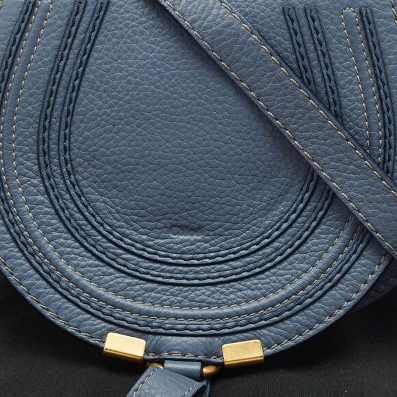 Chloe Blue Leather Mini Marcie Crossbody Bag - Picture 5 of 7